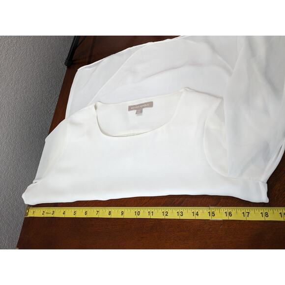 Banana‎ Republic Sheer Blouse XS White Pleated Long Sleeves Overlay Office Shirt - Picture 6 of 8
